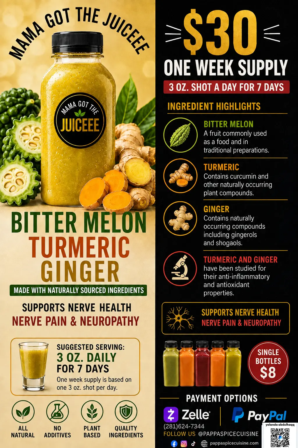 Bitter Melon Turmeric Ginger for Pappa Spice Cuisine in Houston