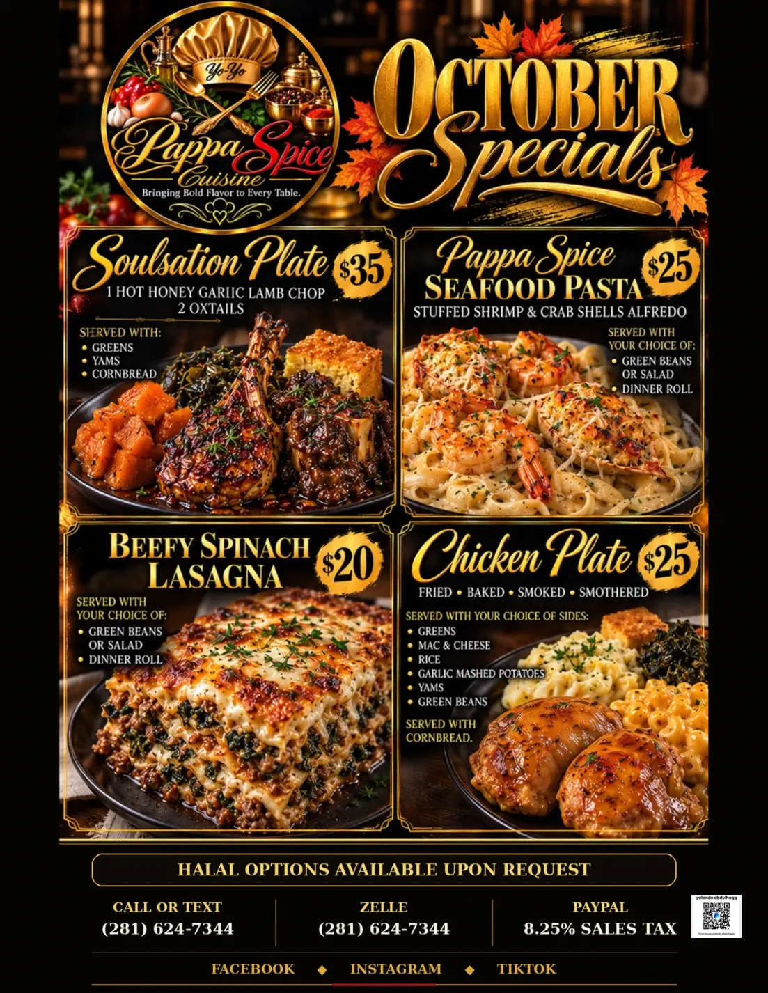 October Specials for Pappa Spice Cuisine in Houston