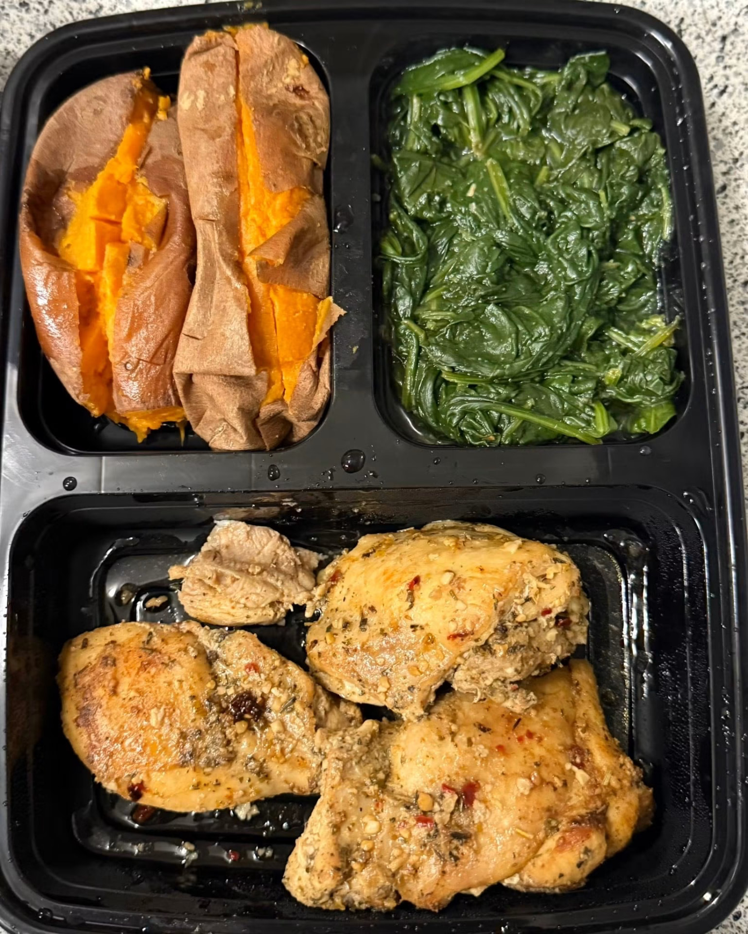 Herb chicken with sweet potato and spinach