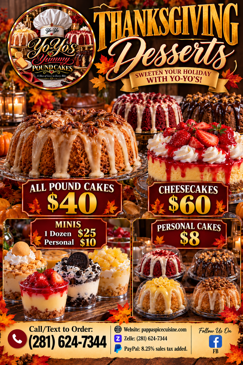 November Preorder — Thanksgiving Desserts for Pappa Spice Cuisine in Houston