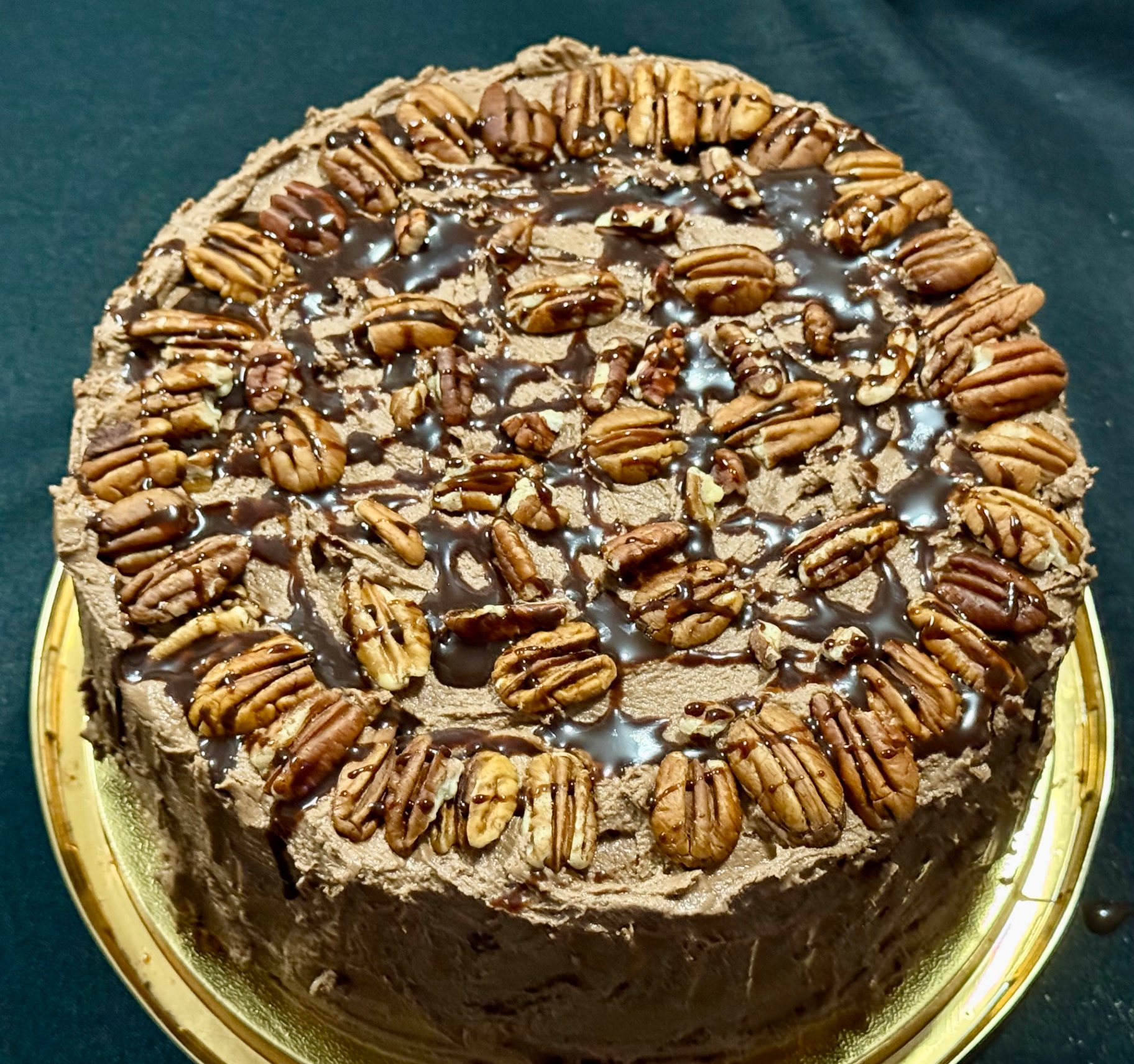 Chocolate pecan layer cake